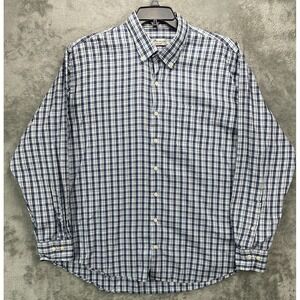 Peter Millar Mens Crown Soft Shirt XXL Blue Plaid Cotton Silk Long Sleeve Button